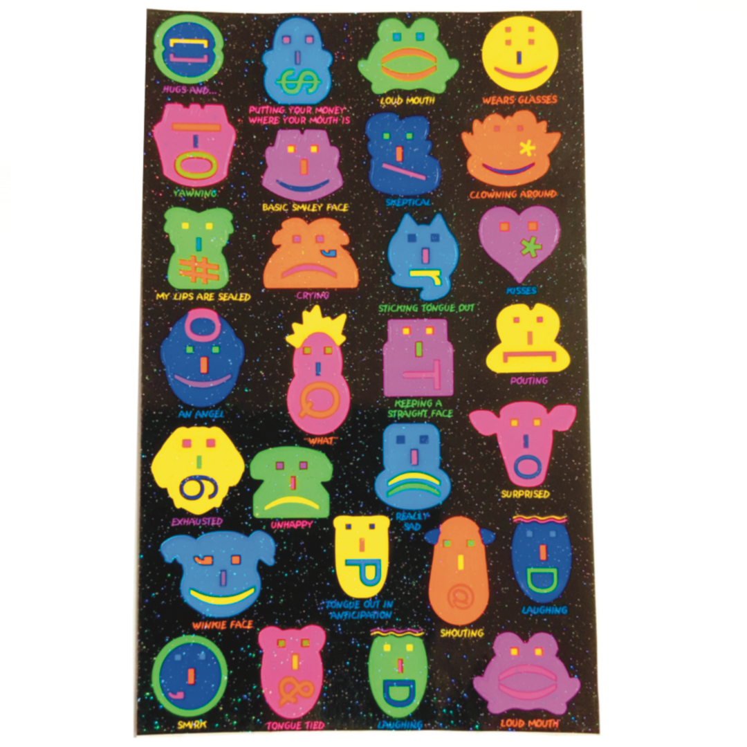 Vintage 1990s Funny Faces Sticker Sheet