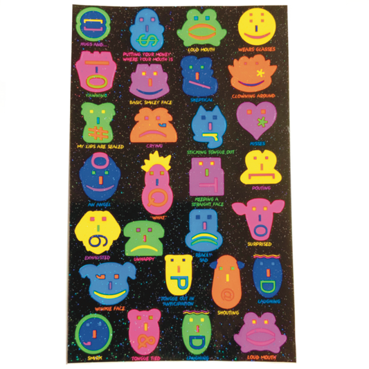 Vintage 1990s Funny Faces Sticker Sheet